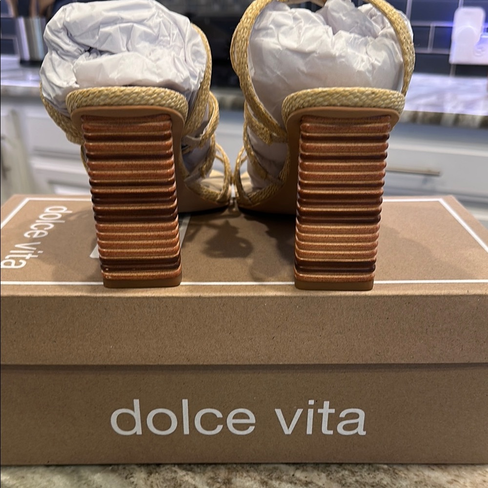 🌞 Dolce Vita Jenko Raffia Heels – Size 8 – NEW IN BOX 🌞 - Picture 12 of 13